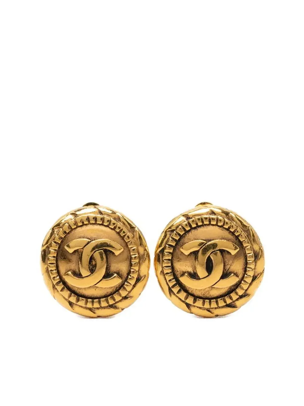 Chanel Cc Logo Round Clip-On Earrings #357621C57B